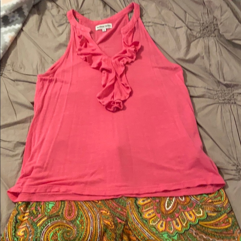 Like new pink ruffle tank size M